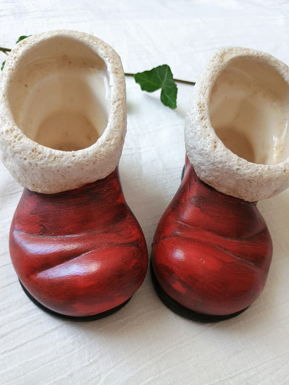 🧑🏼‍🎄 CHRISTMAS CORE 🧑🏼‍🎄 RARE 1971 Signed Hand-Painted Santa Boot Planters